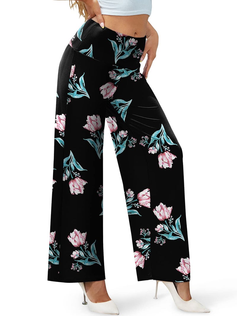 Arolina Women's Stretchy Wide Leg Palazzo Lounge Pants Casual Comfy High Waist Palazzo Pants - Image 2